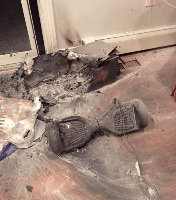 hoverboard caught fire