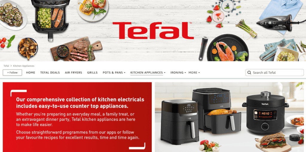 Tefal Amazon storefront example